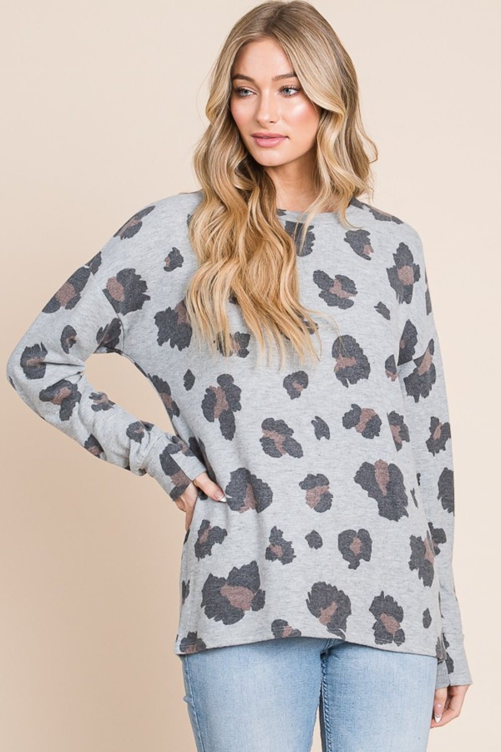 BOMBOM Leopard Drop Shoulder T-Shirt - Bitsy Gypsy Boutique