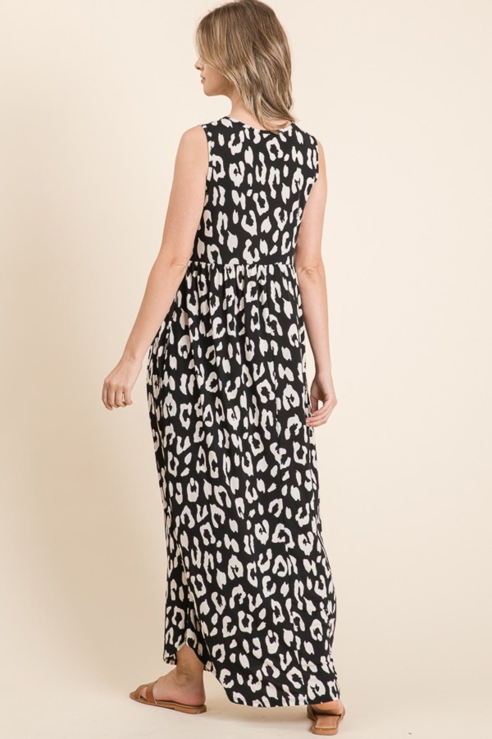 BOMBOM Leopard Maxi Dress with Pockets - Bitsy Gypsy Boutique