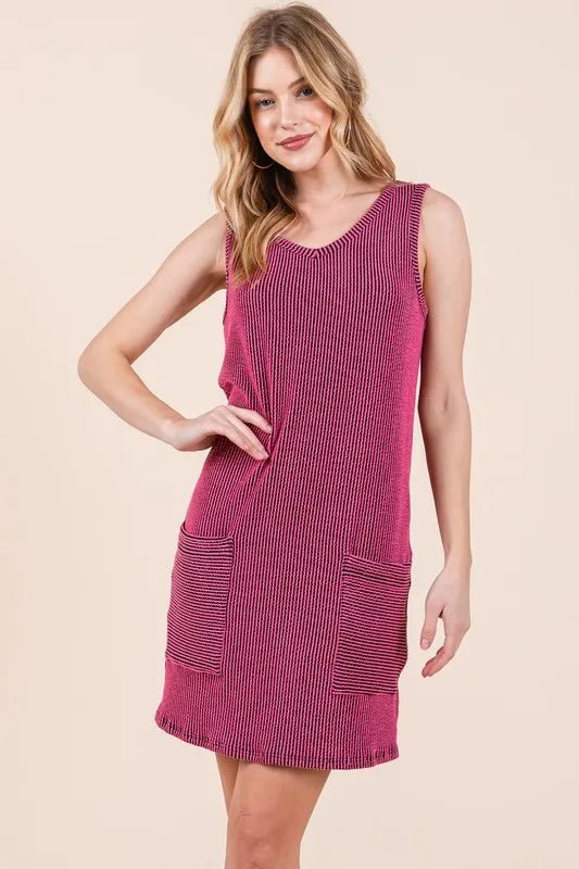BOMBOM Rib Knit Tank Dress - Bitsy Gypsy Boutique