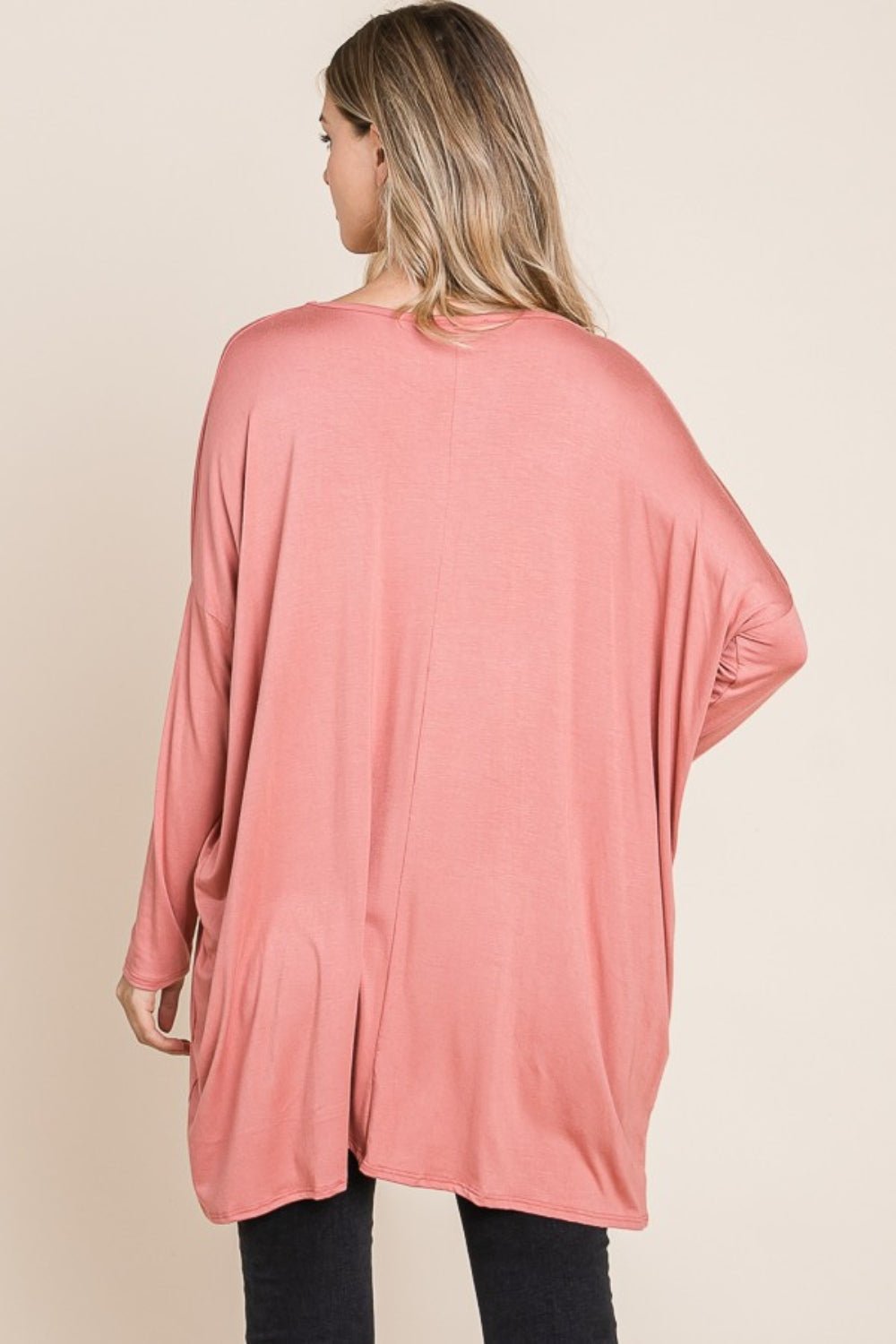 BOMBOM Round Neck Long Sleeve Oversized Top - Bitsy Gypsy Boutique