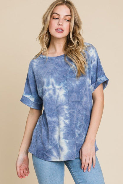 BOMBOM Tie - Dye Round Neck Short Sleeve T-Shirt - Bitsy Gypsy Boutique