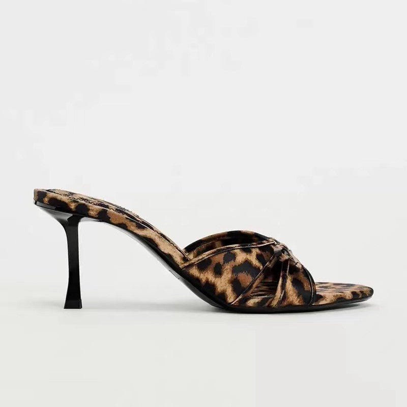 Bow Leopard Kitten Heel Sandals - Bitsy Gypsy Boutique