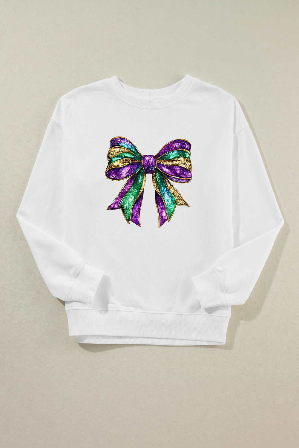 Bow Round Neck Long Sleeve Sweatshirt - Bitsy Gypsy Boutique