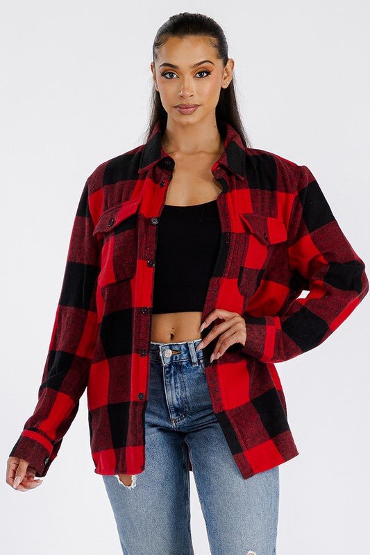 Boyfriend Oversized Soft Flannel Shacket - Bitsy Gypsy Boutique
