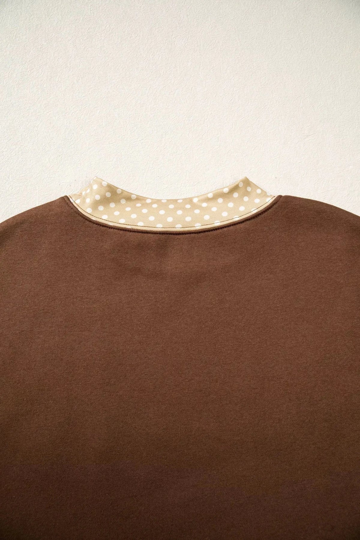 Brown Polka Dot Trim High Neck Blessed Sweatshirt - Bitsy Gypsy Boutique