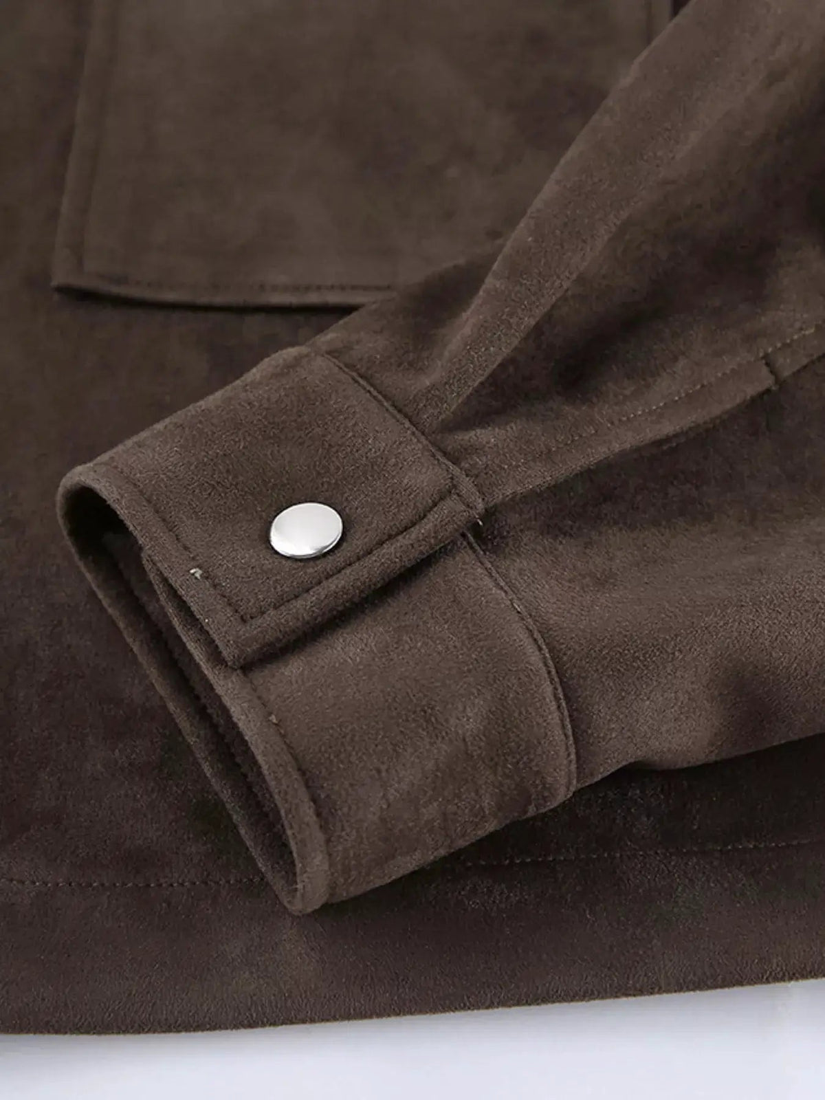 Brown Suede Zipper Utility Jacket With Front Pockets - Bitsy Gypsy Boutique