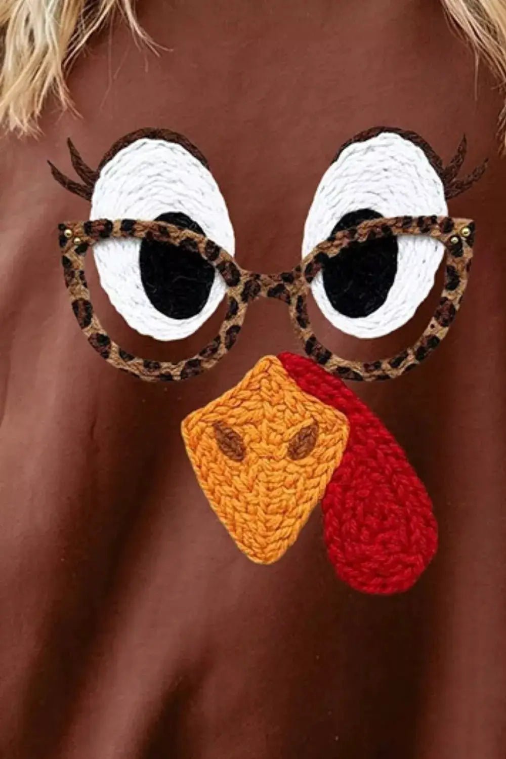 Brown Turkey Plaid Sleeve Crewneck Sweatshirt - Bitsy Gypsy Boutique