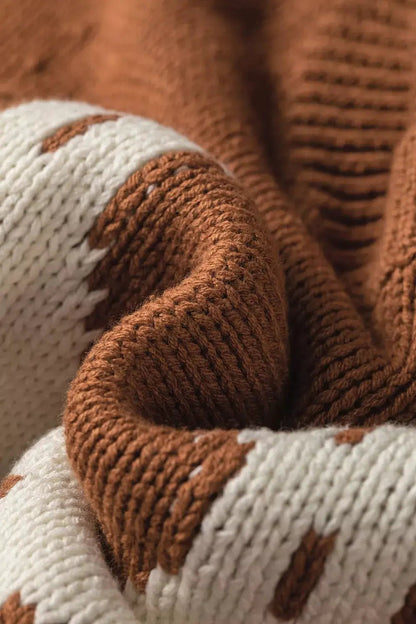 Brown Western Horseshoe Short Sleeve Knit Sweater - Bitsy Gypsy Boutique