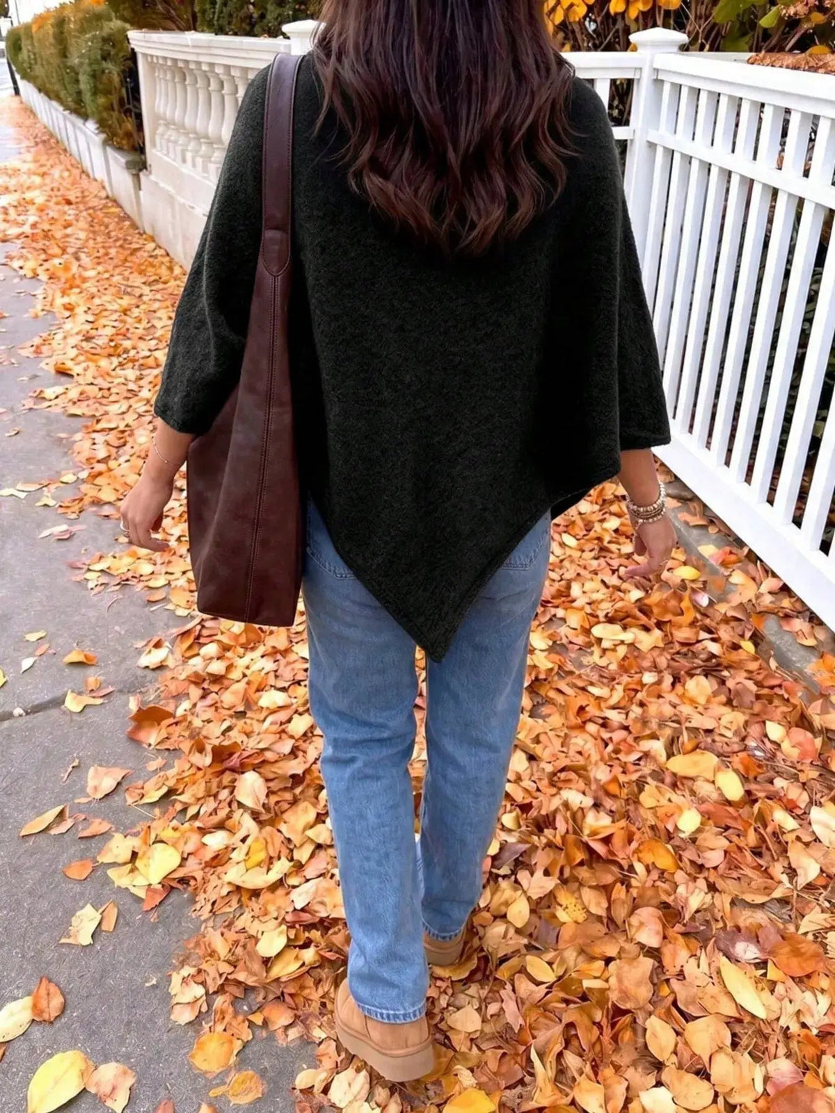 Brushed Beige Round Neck Bat Sleeve Cape Sweater - Bitsy Gypsy Boutique