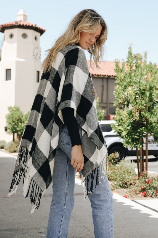 Buffalo Check Tassel Poncho - Bitsy Gypsy Boutique