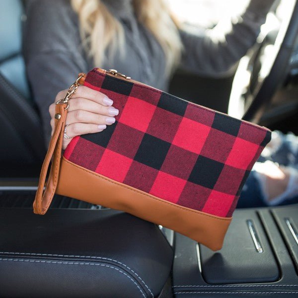 Buffalo Plaid Wristlet Clutch Bag - Bitsy Gypsy Boutique