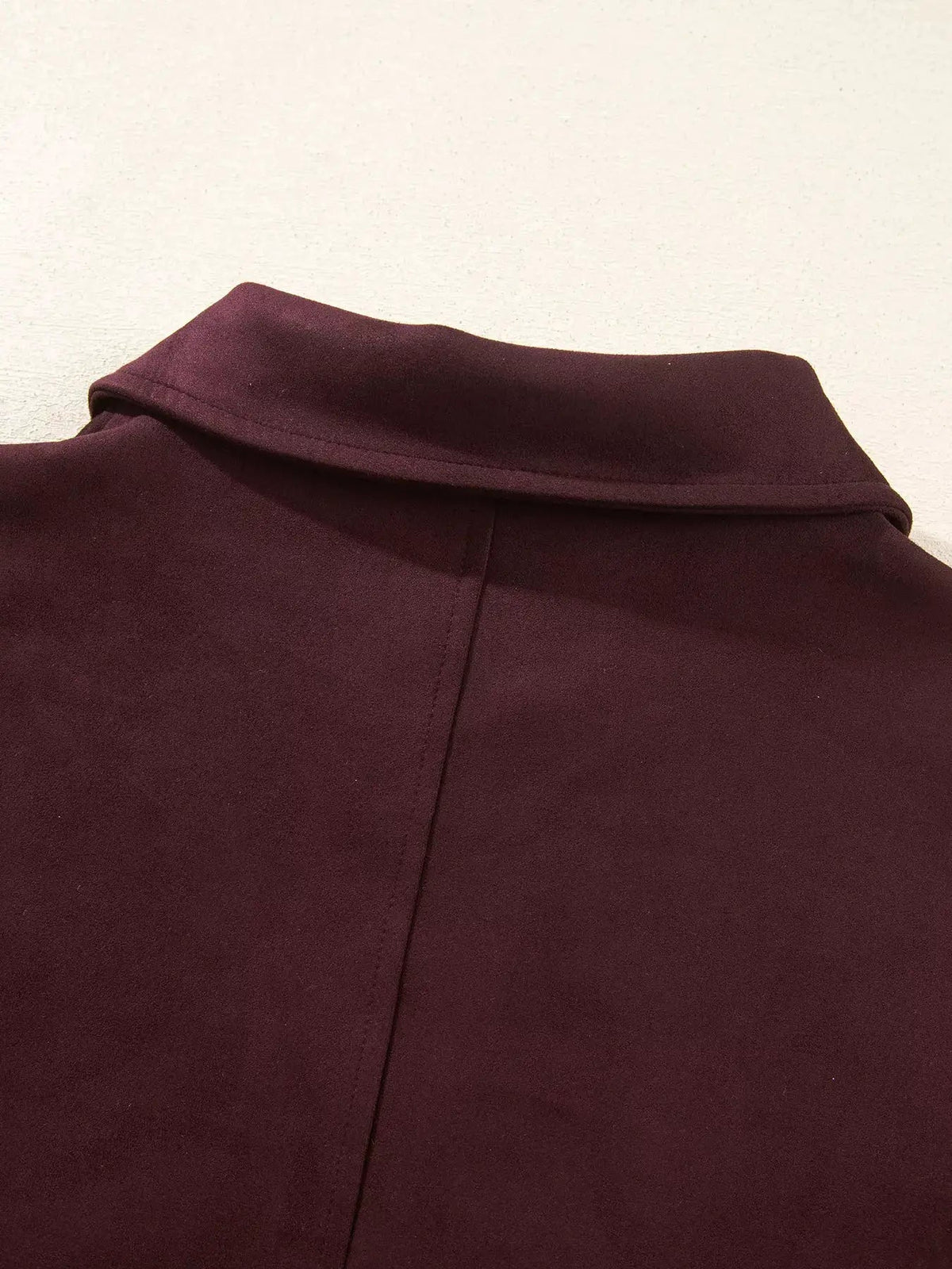 Burgundy Zip Front Collar Long Sleeve Pocketed Jacket - Bitsy Gypsy Boutique