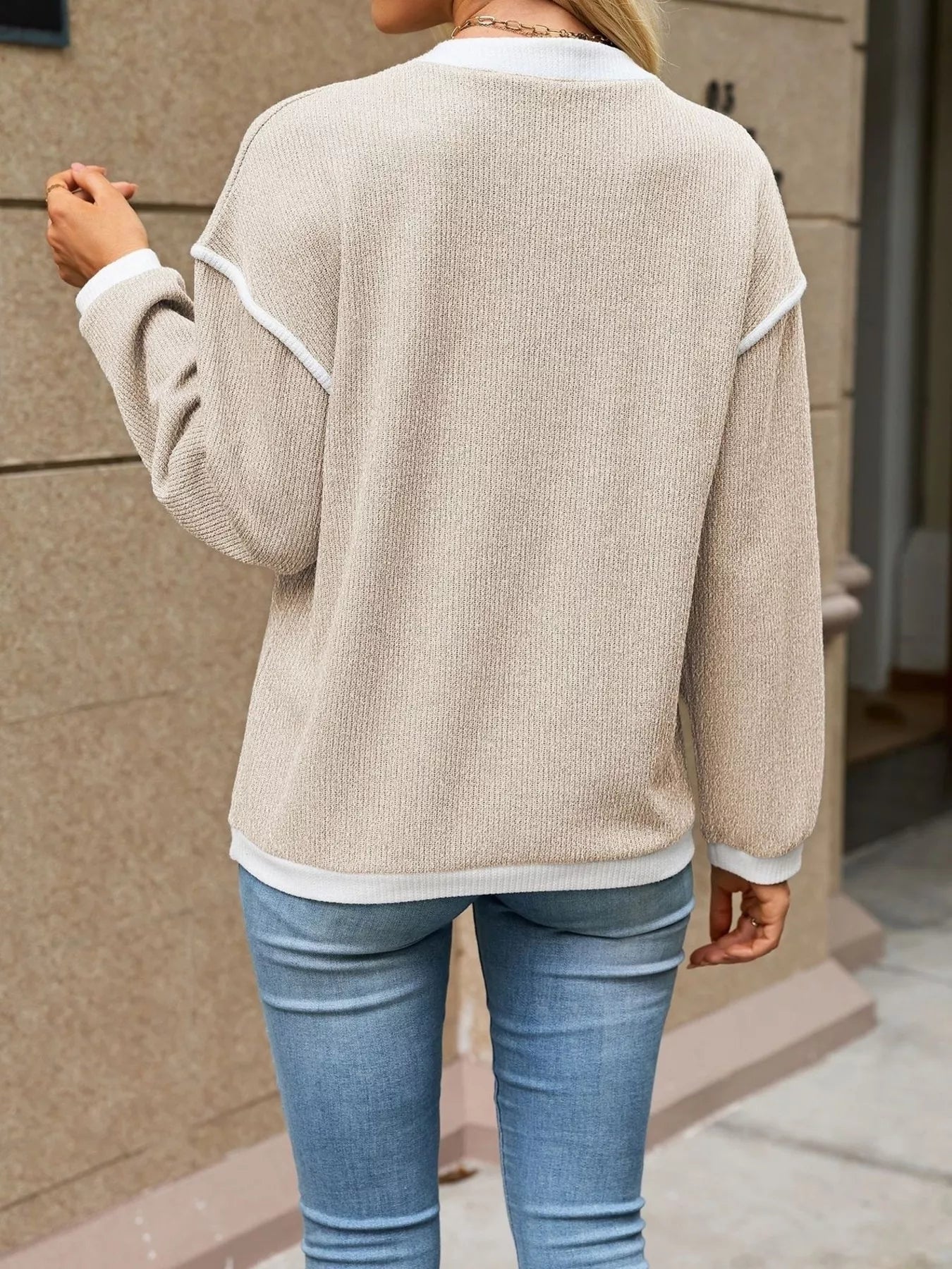 Button Detail Dropped Shoulder T-Shirt - Bitsy Gypsy Boutique