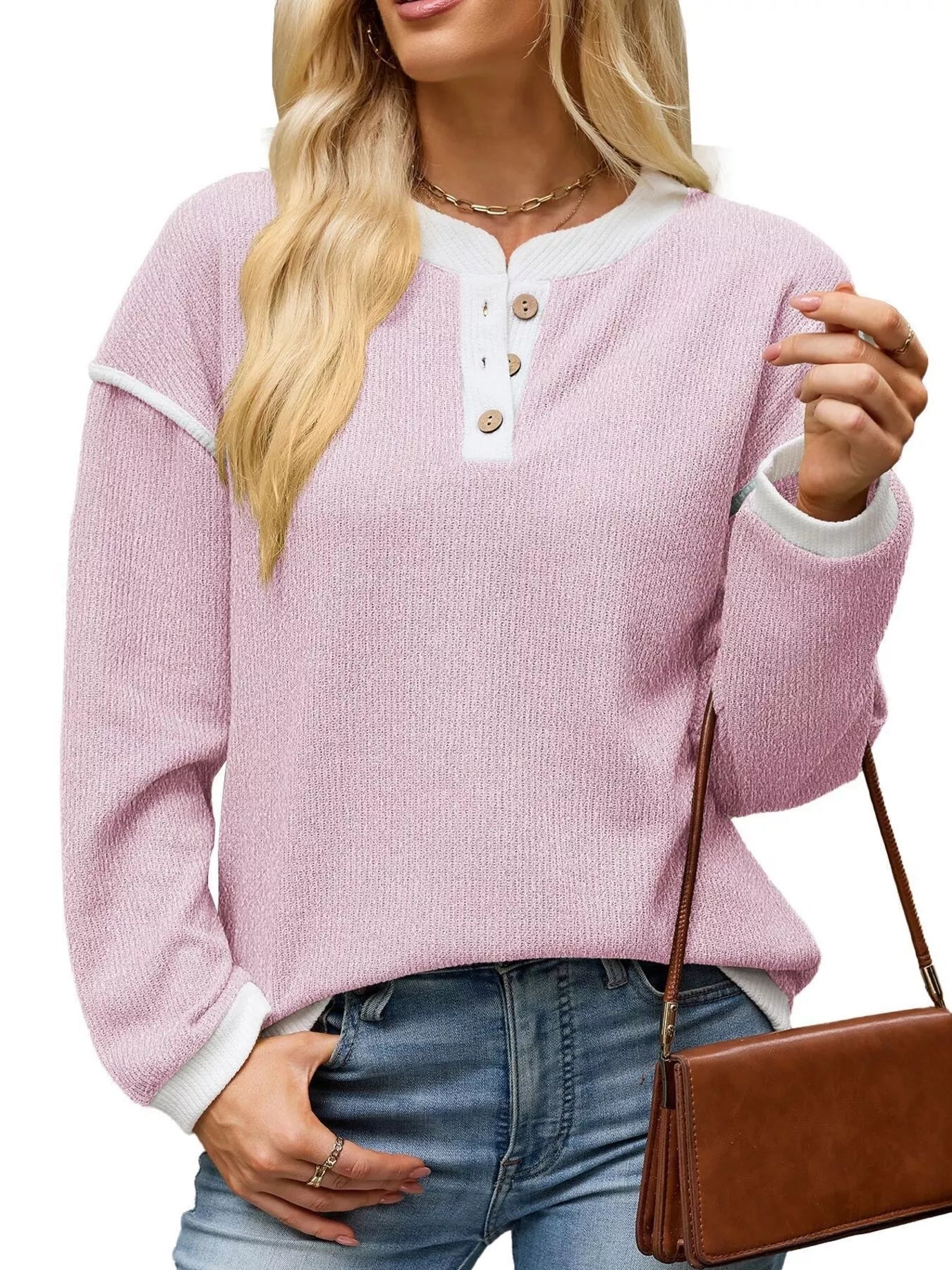 Button Detail Dropped Shoulder T-Shirt - Bitsy Gypsy Boutique