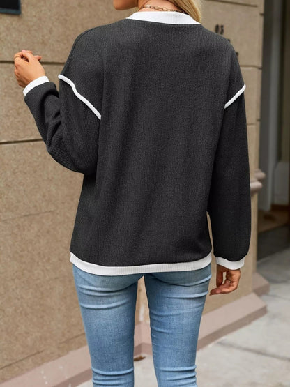 Button Detail Dropped Shoulder T-Shirt - Bitsy Gypsy Boutique