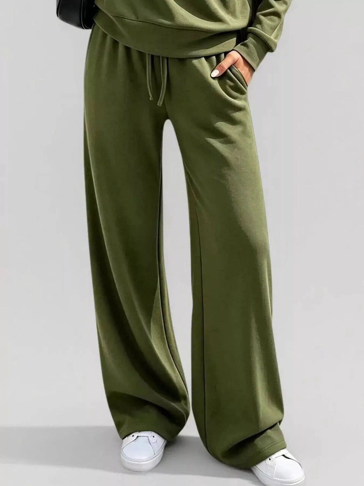 Button Detail Dropped Shoulder Top and Pants Set - Bitsy Gypsy Boutique