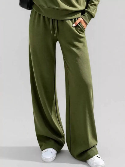 Button Detail Dropped Shoulder Top and Pants Set - Bitsy Gypsy Boutique