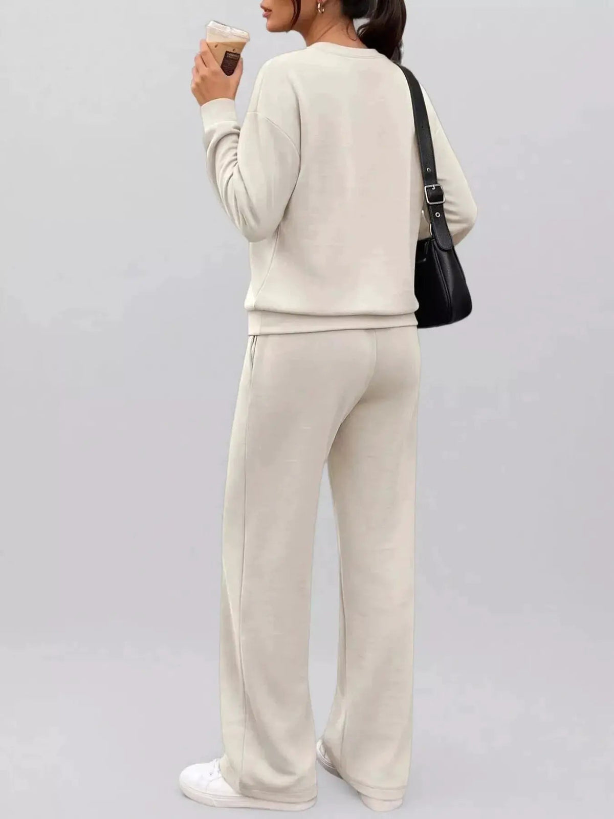 Button Detail Dropped Shoulder Top and Pants Set - Bitsy Gypsy Boutique