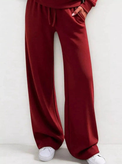 Button Detail Dropped Shoulder Top and Pants Set - Bitsy Gypsy Boutique