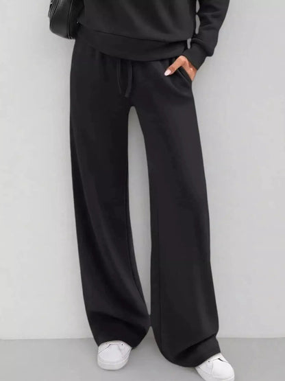 Button Detail Dropped Shoulder Top and Pants Set - Bitsy Gypsy Boutique