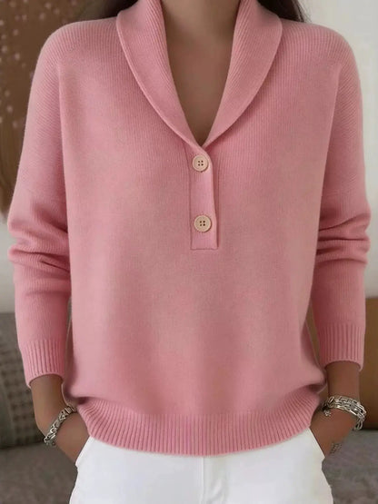 Womens Button Detail Long Sleeve Sweater by Trendsi