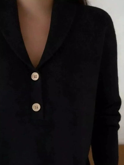 Womens Button Detail Long Sleeve Sweater by Trendsi