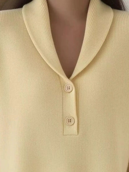 Womens Button Detail Long Sleeve Sweater by Trendsi