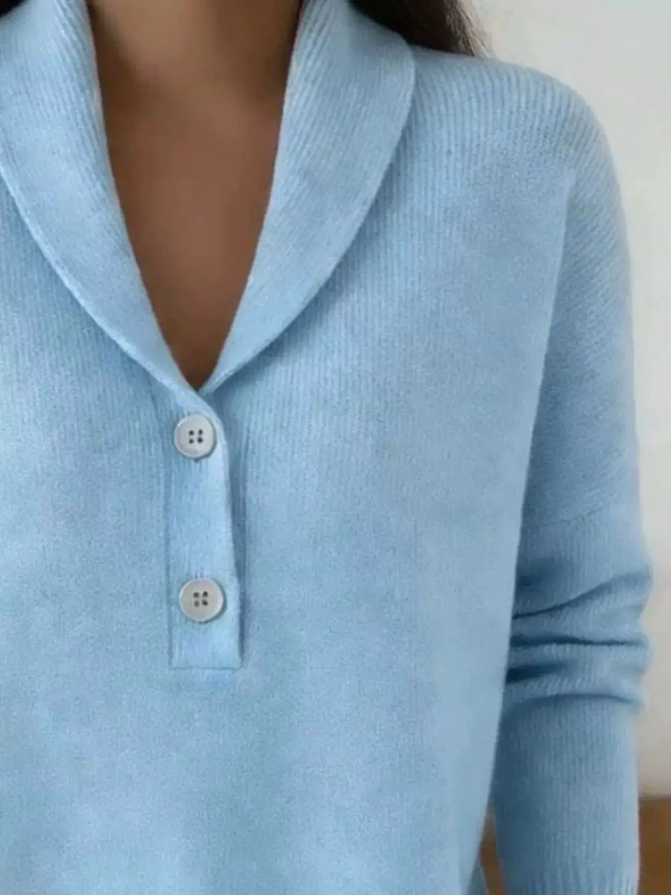 Womens Button Detail Long Sleeve Sweater by Trendsi