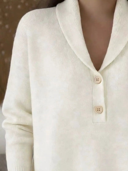 Womens Button Detail Long Sleeve Sweater by Trendsi