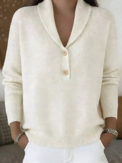 Womens Button Detail Long Sleeve Sweater by Trendsi