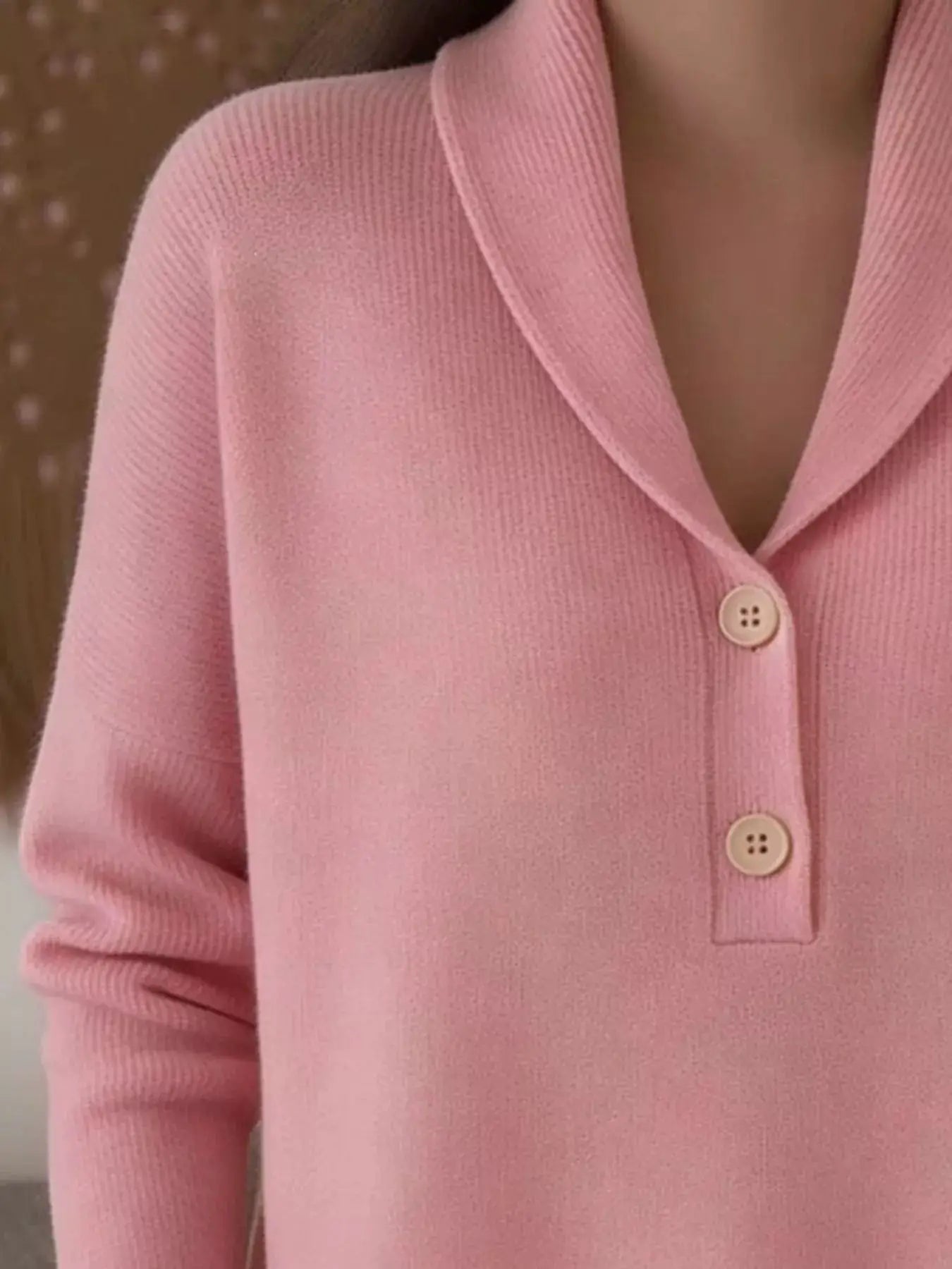 Womens Button Detail Long Sleeve Sweater by Trendsi