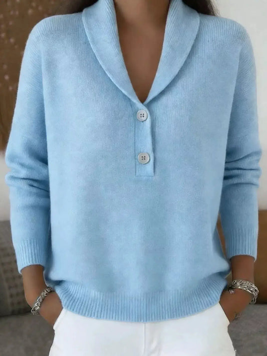Womens Button Detail Long Sleeve Sweater by Trendsi