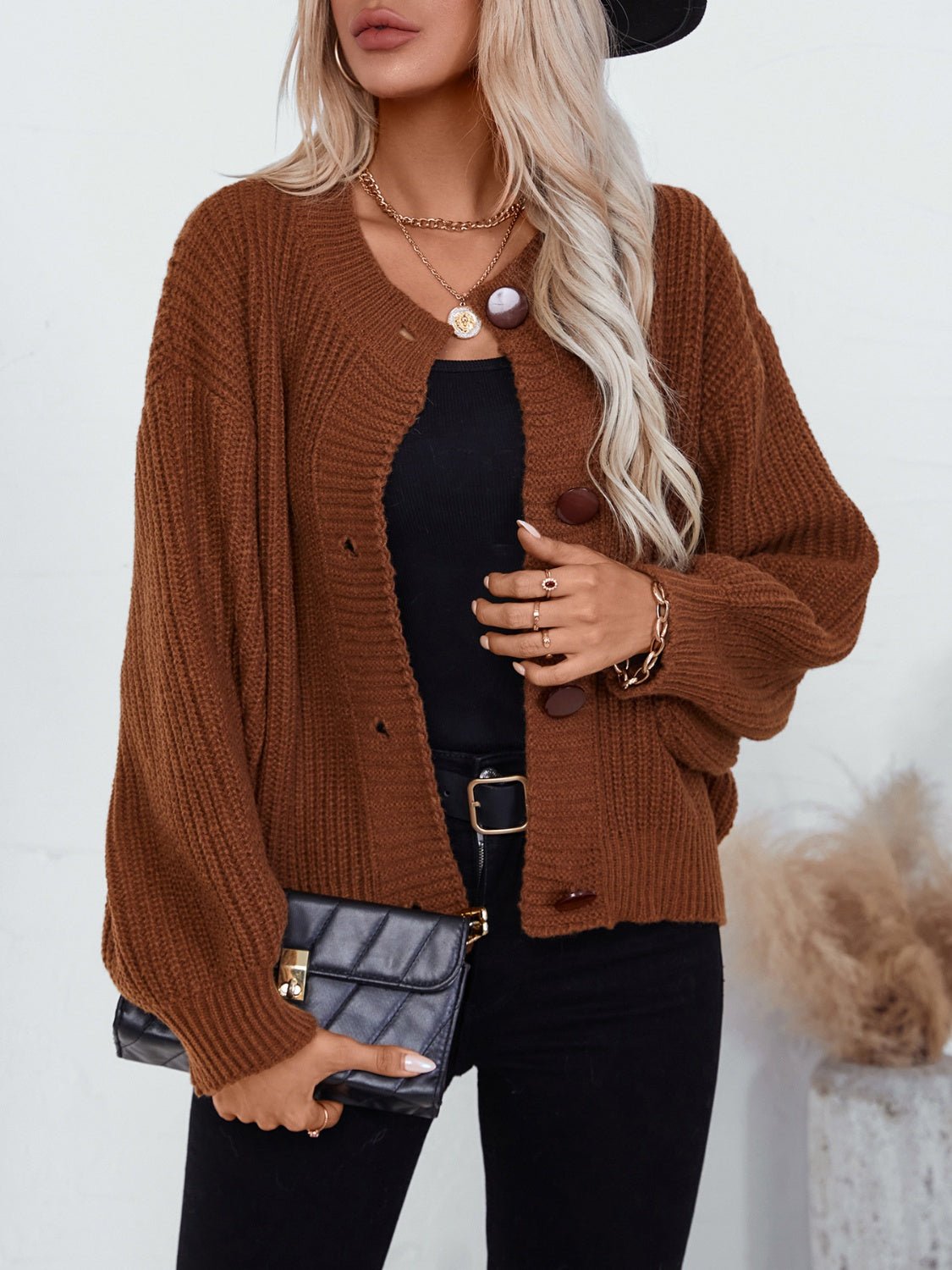 Button Down Long Sleeve Cardigan - Bitsy Gypsy Boutique