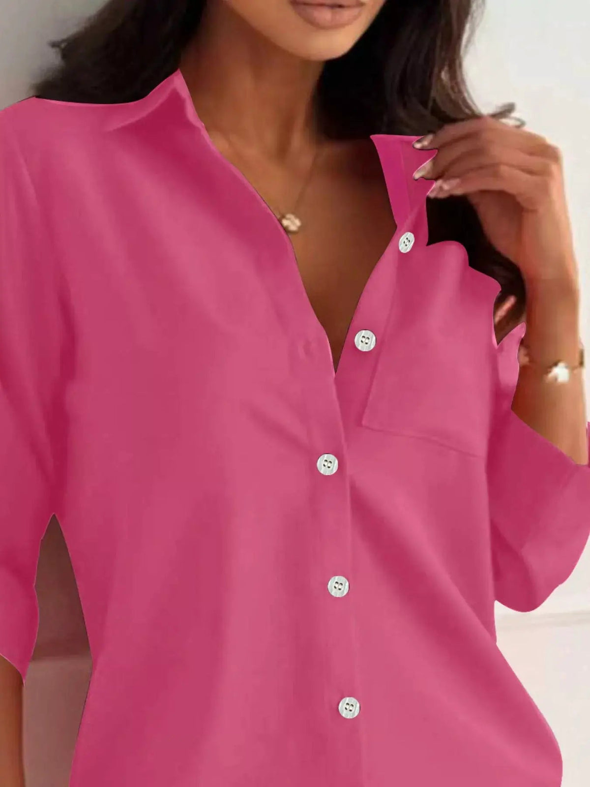 Button-Down Roll-Up Sleeve Shirt - Bitsy Gypsy Boutique