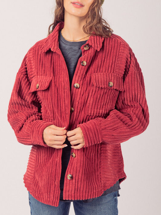 Button Up Long Sleeve Corduroy Jacket - Bitsy Gypsy Boutique