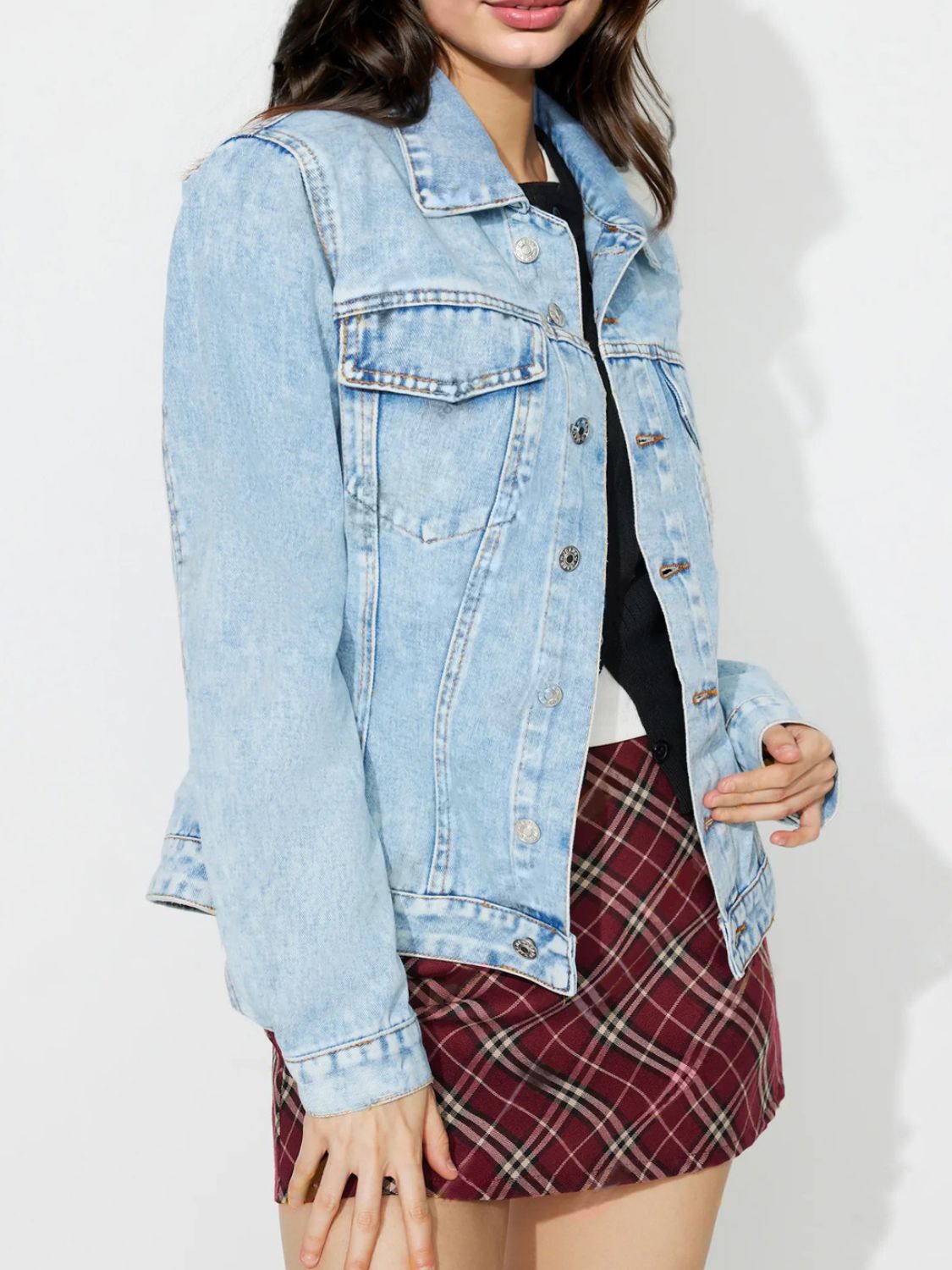 Button Up Long Sleeve Denim Shacket - Bitsy Gypsy Boutique