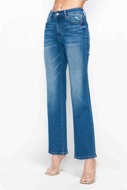 bytos Full Size Cat's Whiskers High Rise Straight Jeans - Bitsy Gypsy Boutique