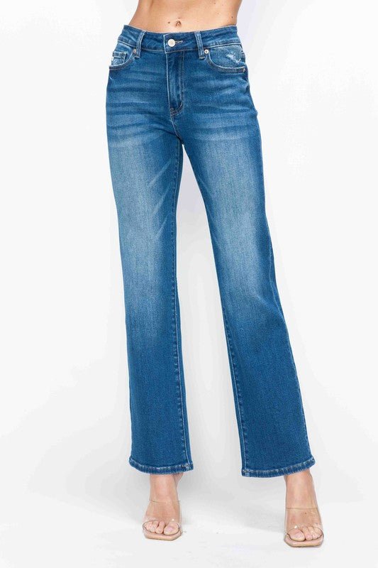 bytos Full Size Cat's Whiskers High Rise Straight Jeans - Bitsy Gypsy Boutique