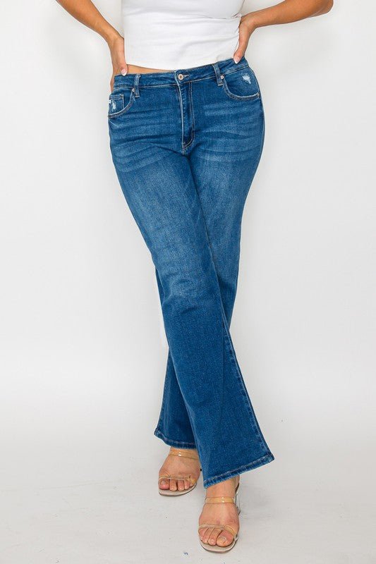 bytos Full Size Cat's Whiskers High Rise Straight Jeans - Bitsy Gypsy Boutique