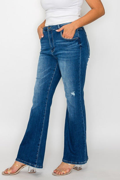 bytos Full Size High Rise Bootcut Jeans with Pockets - Bitsy Gypsy Boutique