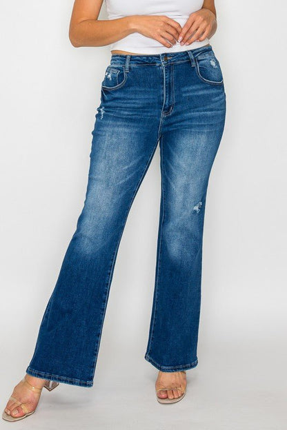 bytos Full Size High Rise Bootcut Jeans with Pockets - Bitsy Gypsy Boutique