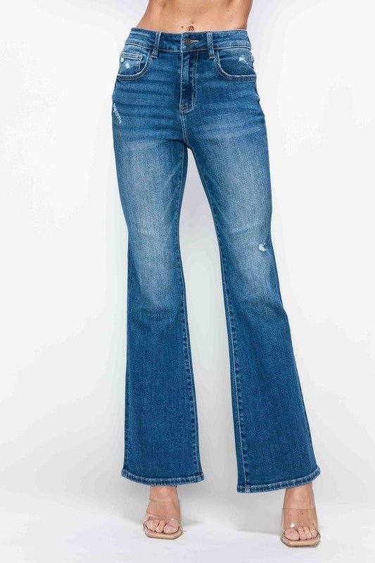 bytos Full Size High Rise Bootcut Jeans with Pockets - Bitsy Gypsy Boutique