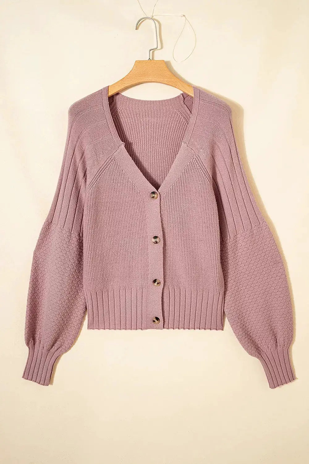 V-Neck Button-Down Cardigan by Trendsi