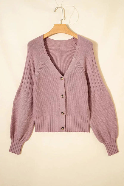 V-Neck Button-Down Cardigan by Trendsi