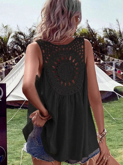 Crochet V-Neck Tank Top by Trendsi