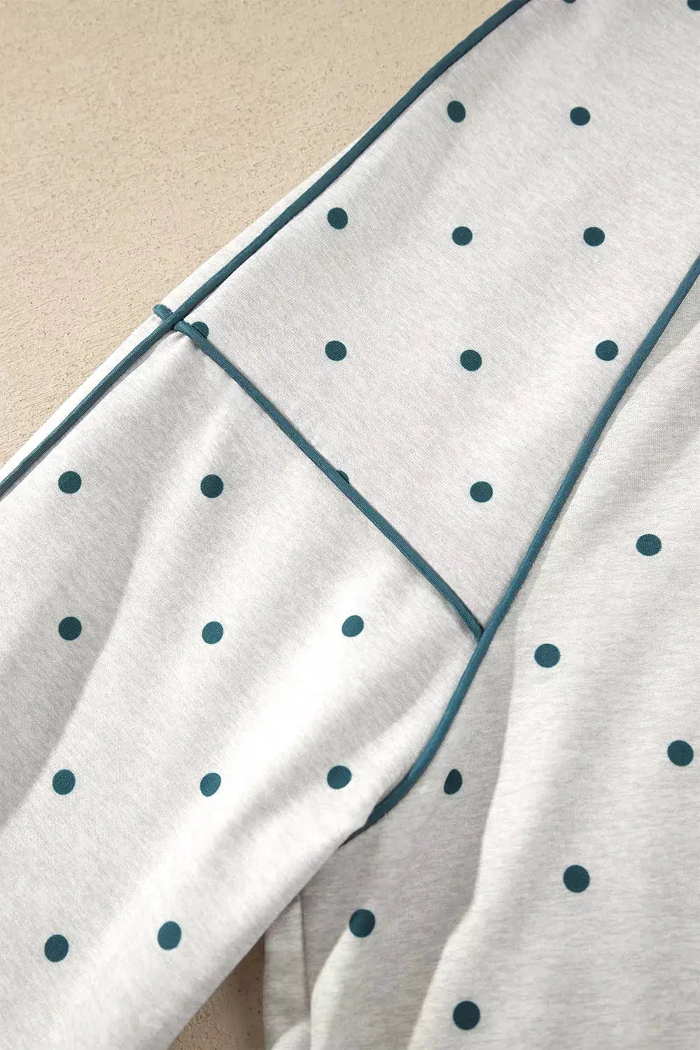 Polka Dot Print Piping Trim 3/4 Sleeve Relaxed Top by Trendsi