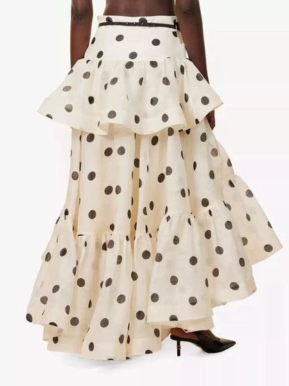 Polka Dot Tiered Ruffle Skirt by Trendsi