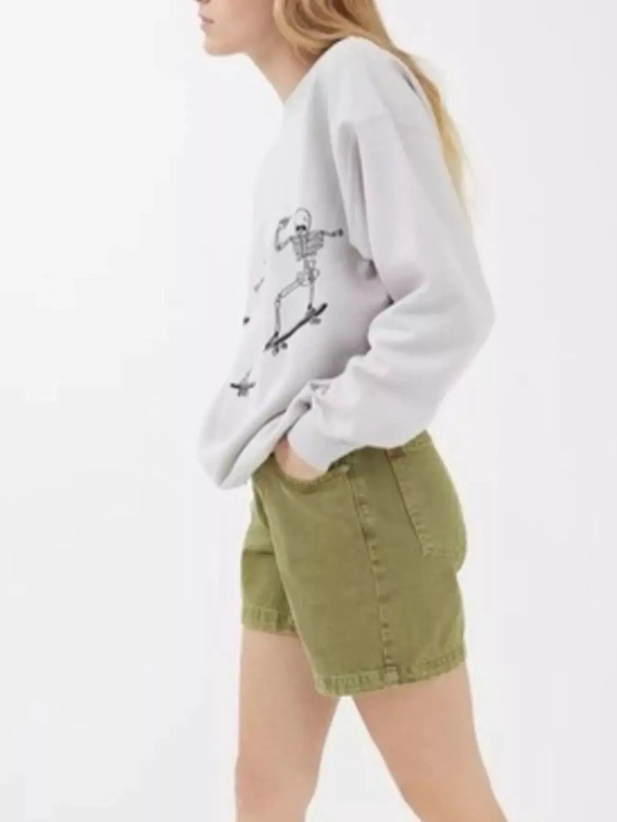 Skeleton Graphic Round Neck Sweatshirt by Trendsi