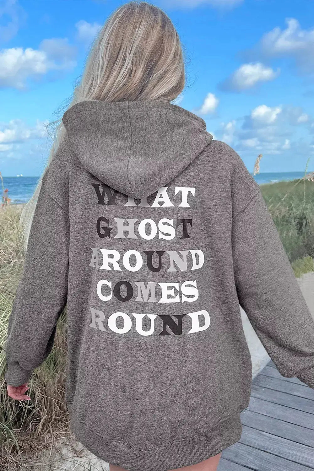 Halloween Ghost Print Mineral Wash Oversize Hoodie by Trendsi