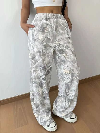 Wide-Leg Printed Casual Pants by Trendsi